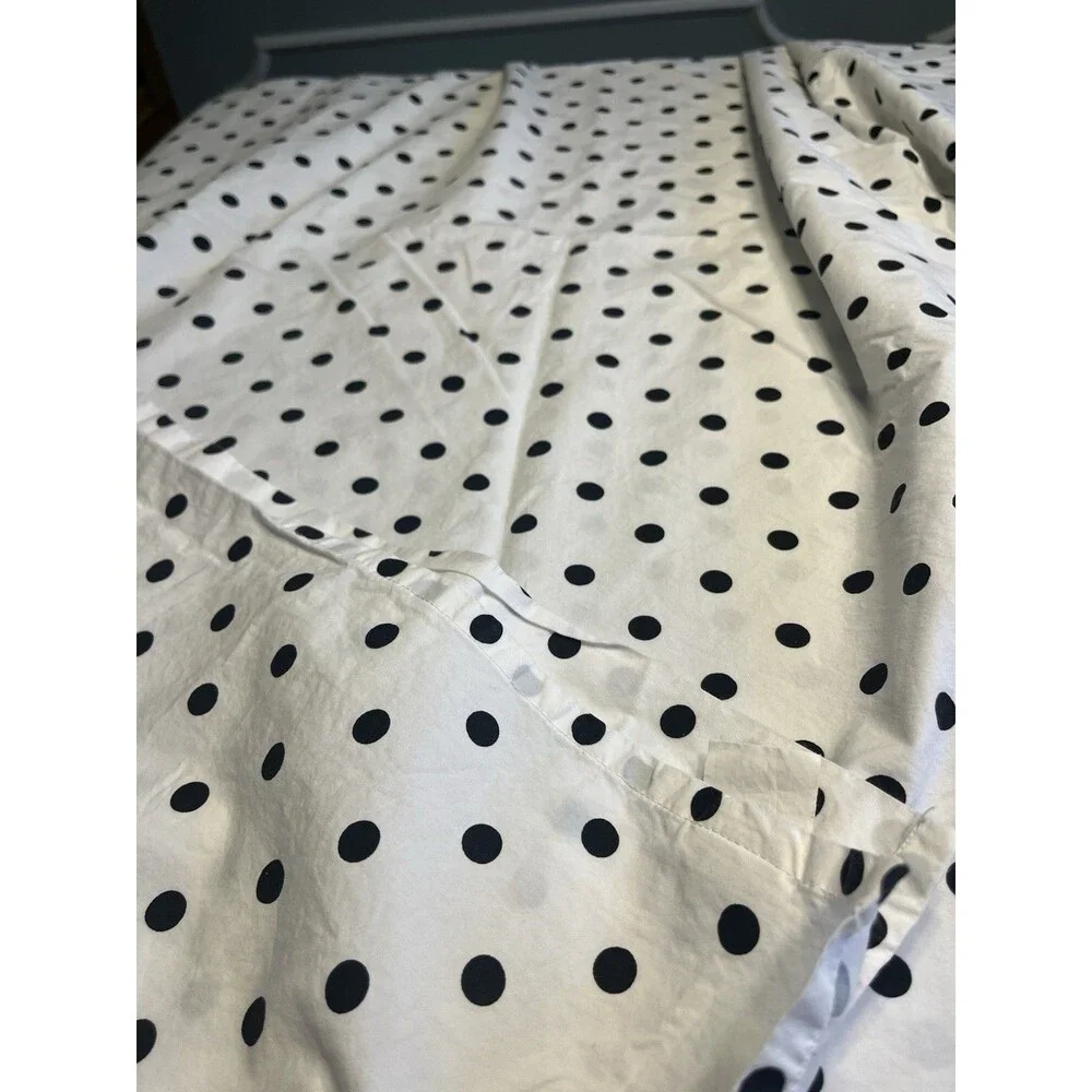 Pottery Barn White w Black Polka Dot Flat Sheet & Pillowcase Twin XL